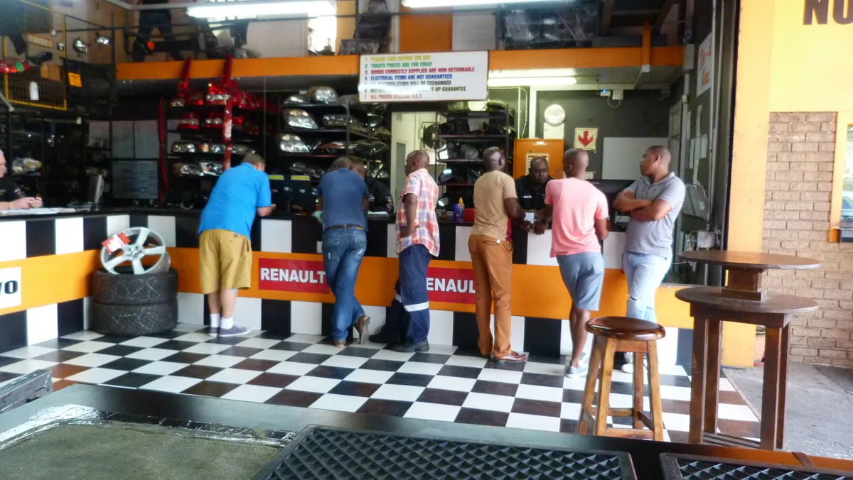 Customers queuing at the SparesBoyz parts counter in Briardene, Durban North
