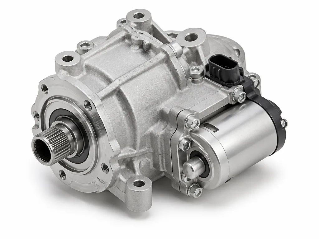 All-wheel-drive Haldex-type coupling unit with its electric pump module and electrical connector