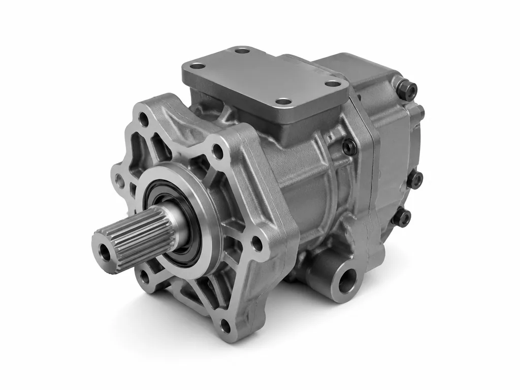 Power transfer unit with a splined input shaft, on a white background